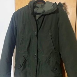 Women's North Face Down Parka Olive Green